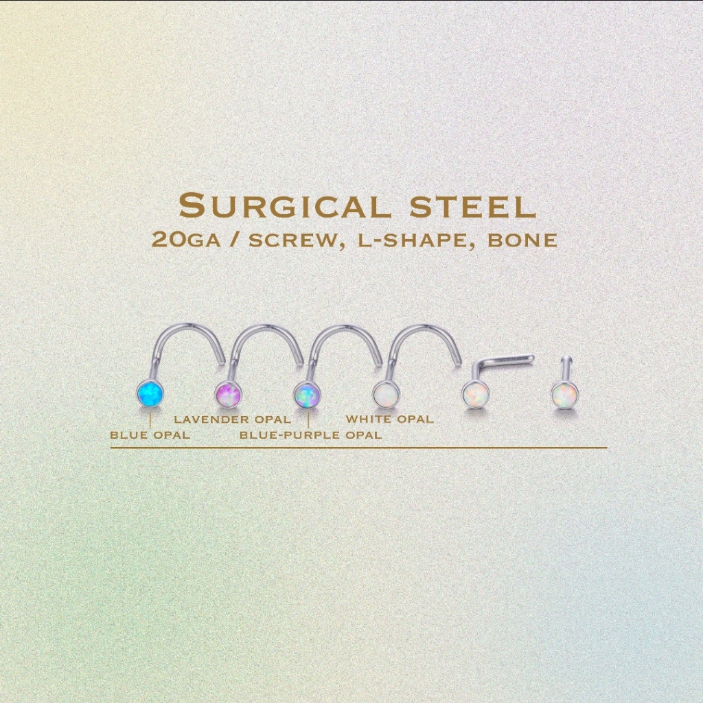 Surgical Steel Opal Nose Rings